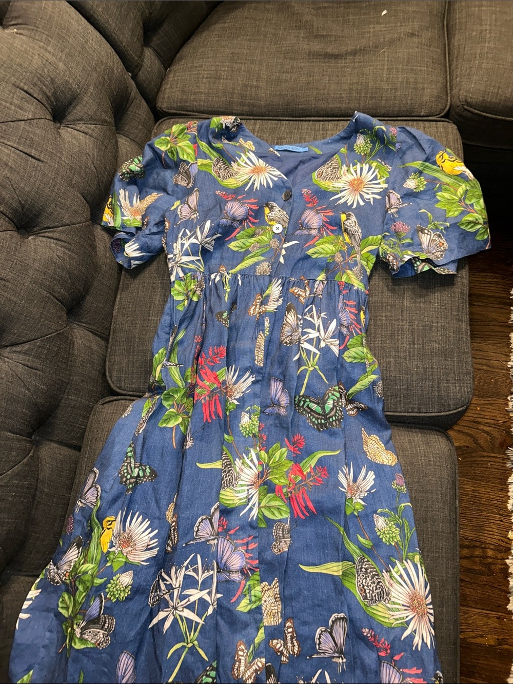 J. McLaughlin Floral Midi Dress in Blue Like New
